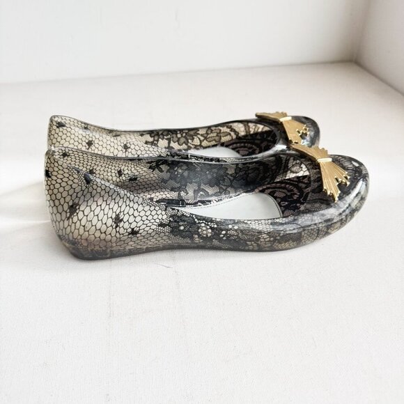 Melissa X Jason Wu Lace Motif Peep Toe Flats 10 - Picture 4 of 8